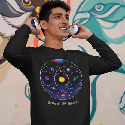 coldplay music of the spheres sweatshirt upper winterwear music band buy online united states usa the banyan tee tbt men women girls boys unisex black
