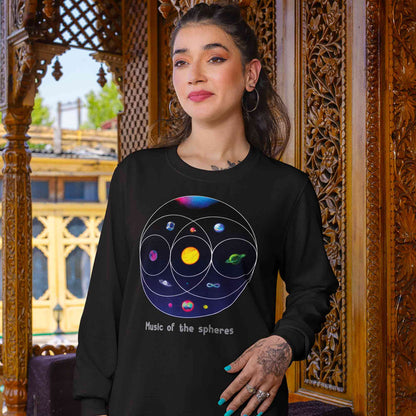 coldplay music of the spheres sweatshirt upper winterwear music band buy online united states usa the banyan tee tbt men women girls boys unisex black