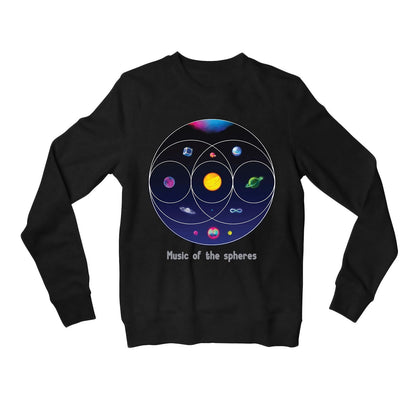 coldplay music of the spheres sweatshirt upper winterwear music band buy online united states usa the banyan tee tbt men women girls boys unisex black