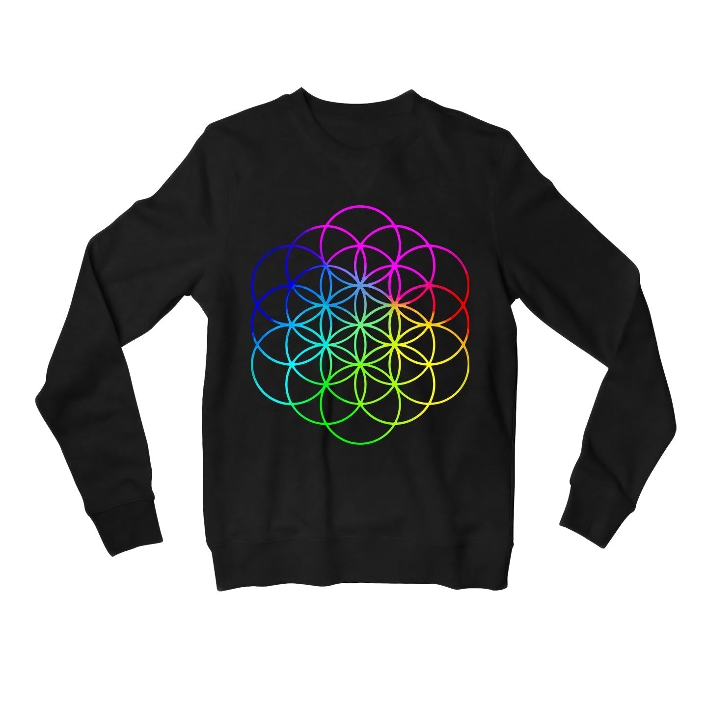 coldplay flower of life sweatshirt upper winterwear music band buy online united states usa the banyan tee tbt men women girls boys unisex black