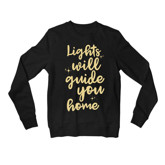 coldplay lights will guide you home sweatshirt upper winterwear music band buy online united states of america usa the banyan tee tbt men women girls boys unisex black fix you