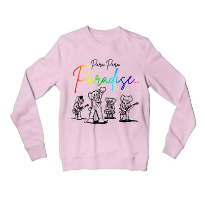 coldplay para para paradise sweatshirt upper winterwear music band buy online united states usa the banyan tee tbt men women girls boys unisex gray