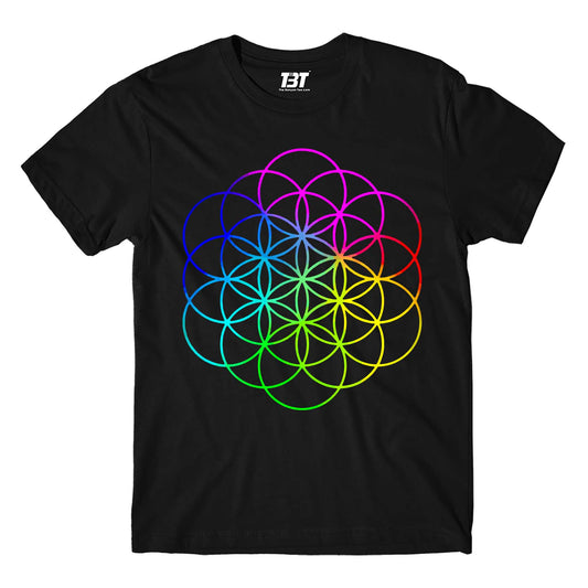 coldplay inspired flower of life t-shirt music band buy online united states of america usa the banyan tee tbt men women girls boys unisex black