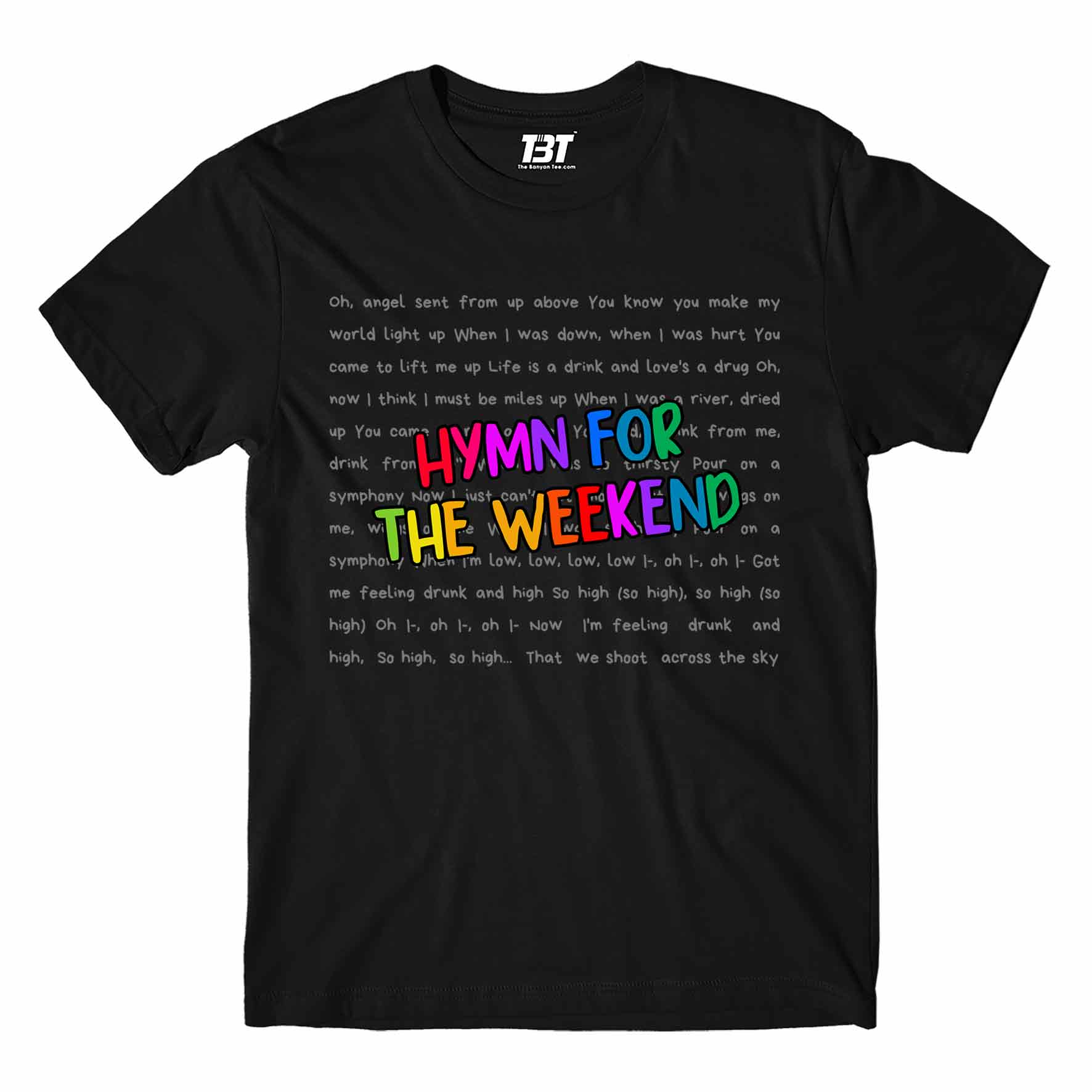 coldplay inspired hymn for the weekend t-shirt music band buy online united states of america usa the banyan tee tbt men women girls boys unisex black