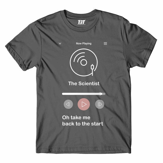 coldplay inspired the scientist t-shirt music band buy online united states of america usa the banyan tee tbt men women girls boys unisex steel grey