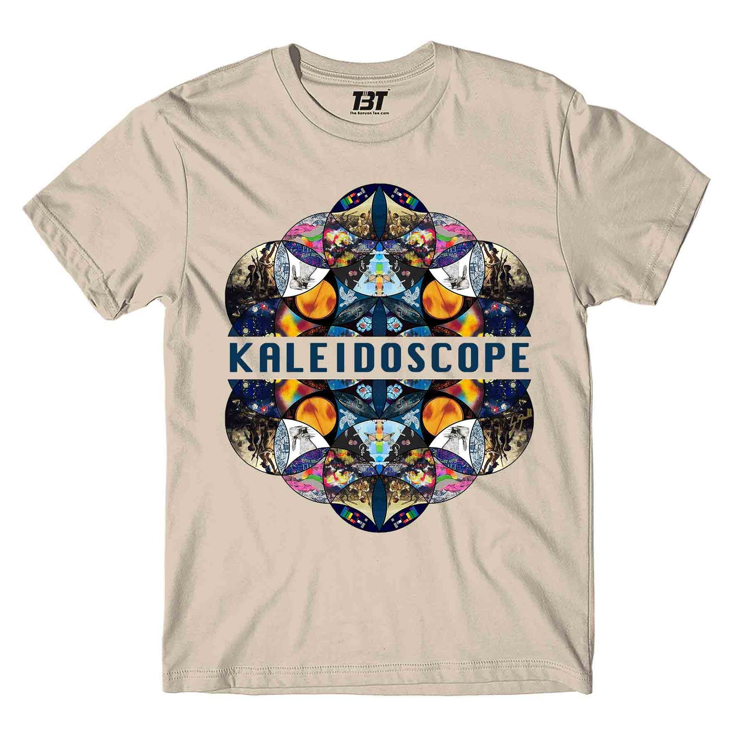 coldplay kaleidoscope t-shirt music band buy online usa united states the banyan tee tbt men women girls boys unisex beige