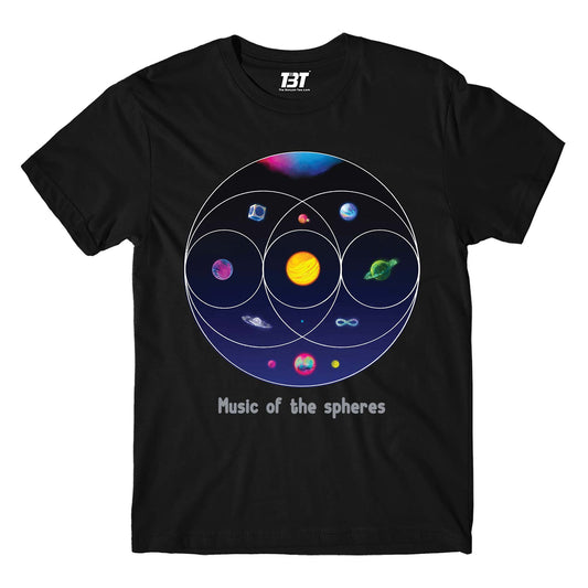 coldplay inspired music of the spheres t-shirt music band buy online united states of america usa the banyan tee tbt men women girls boys unisex black