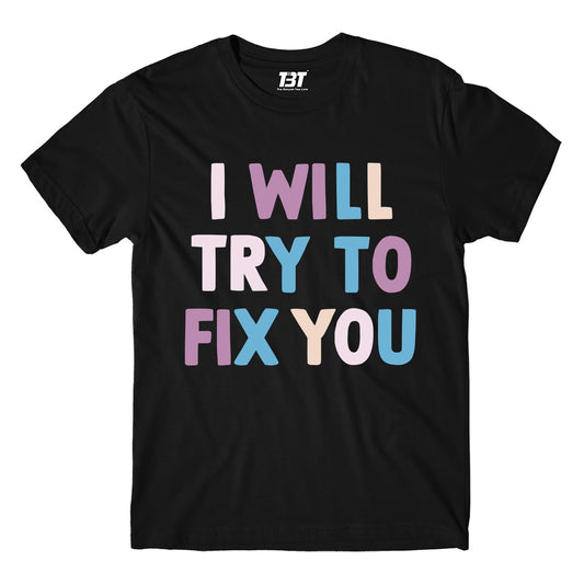 coldplay inspired i will try to fix you t-shirt music band buy online united states of america usa the banyan tee tbt men women girls boys unisex black