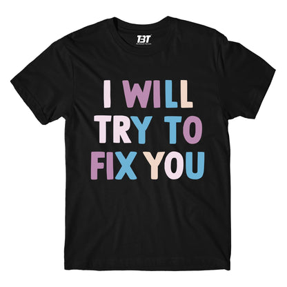 coldplay i will try to fix you t-shirt music band buy online usa united states the banyan tee tbt men women girls boys unisex black