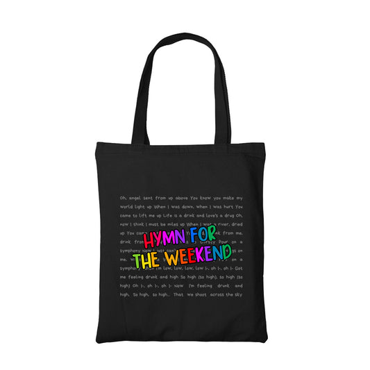 coldplay hymn for the weekend tote bag hand printed cotton women men unisex