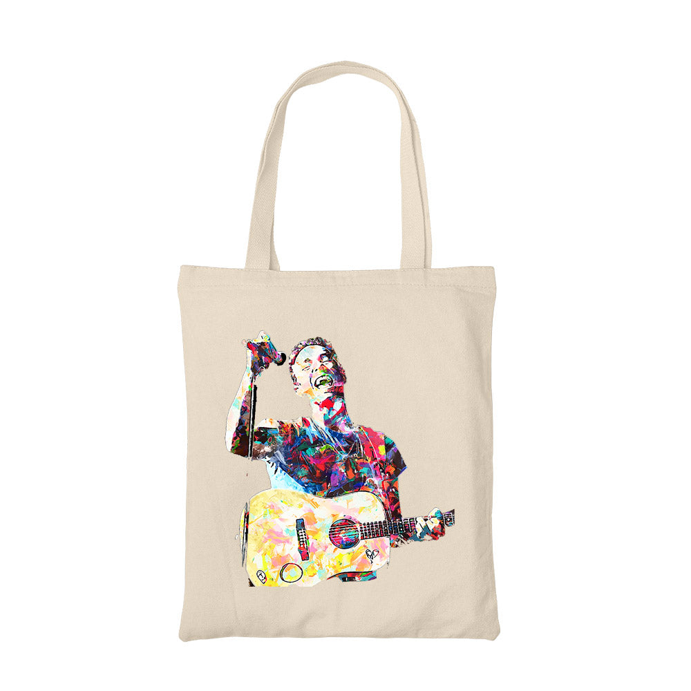 coldplay chris tote bag hand printed cotton women men unisex