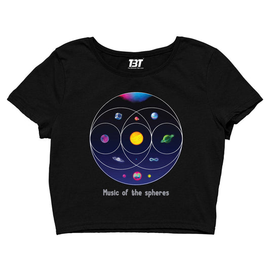 coldplay inspired music of the spheres crop top music band buy online united states of america usa the banyan tee tbt men women girls boys unisex black