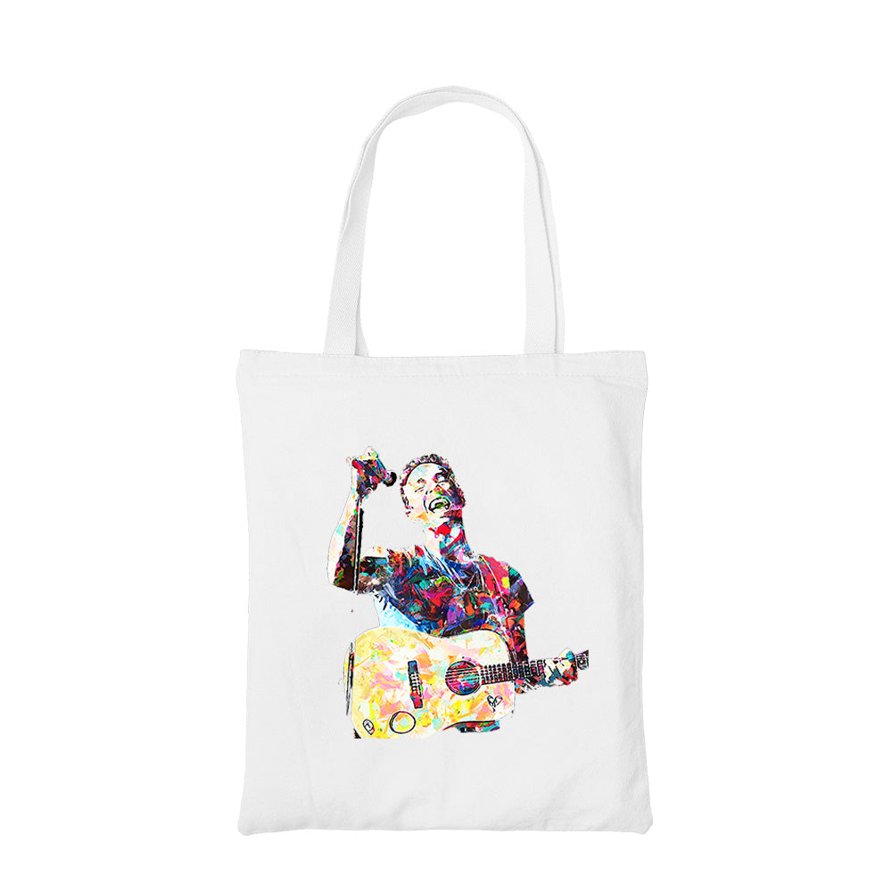 coldplay chris tote bag hand printed cotton women men unisex
