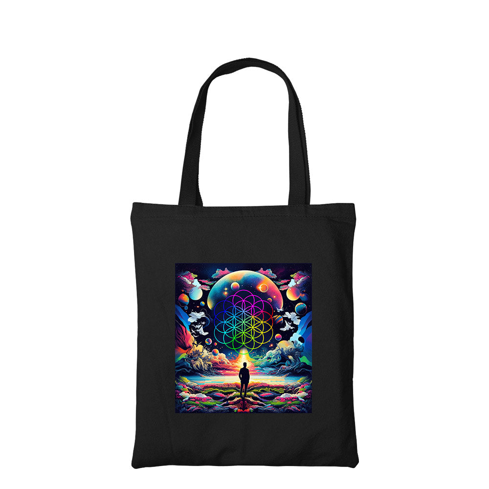 coldplay ethereal skies tote bag hand printed cotton women men unisex