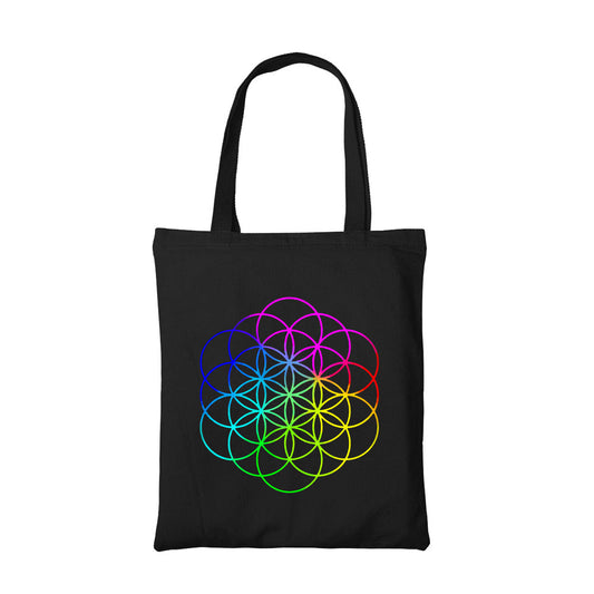 coldplay flower of life tote bag hand printed cotton women men unisex