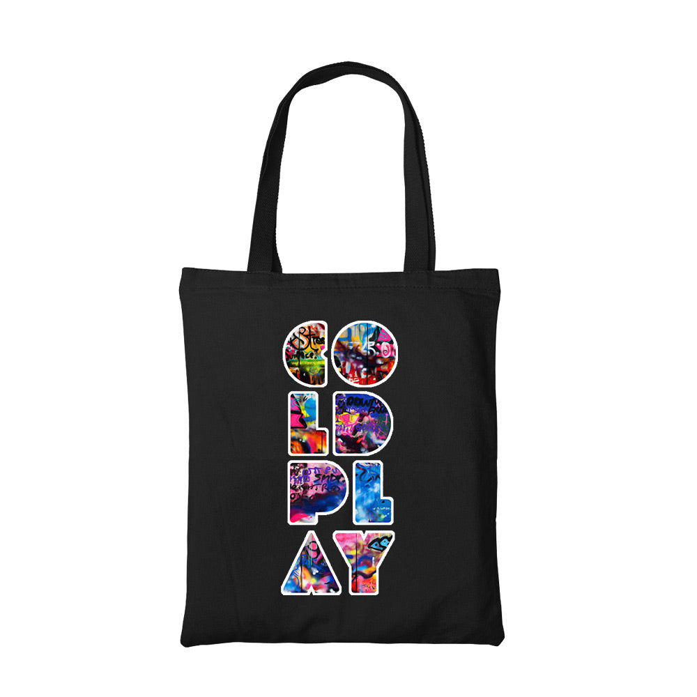 coldplay graffiti art tote bag hand printed cotton women men unisex