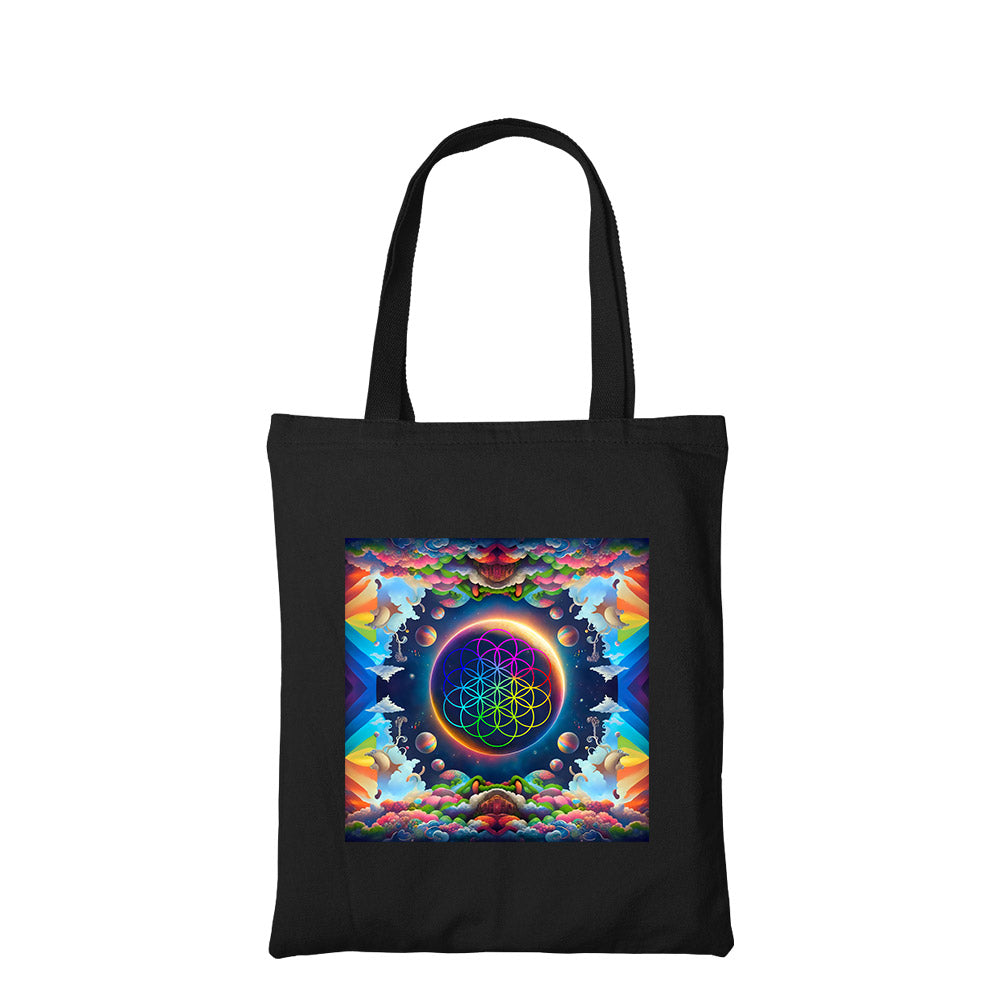 coldplay kaleidoscopic dreams tote bag hand printed cotton women men unisex