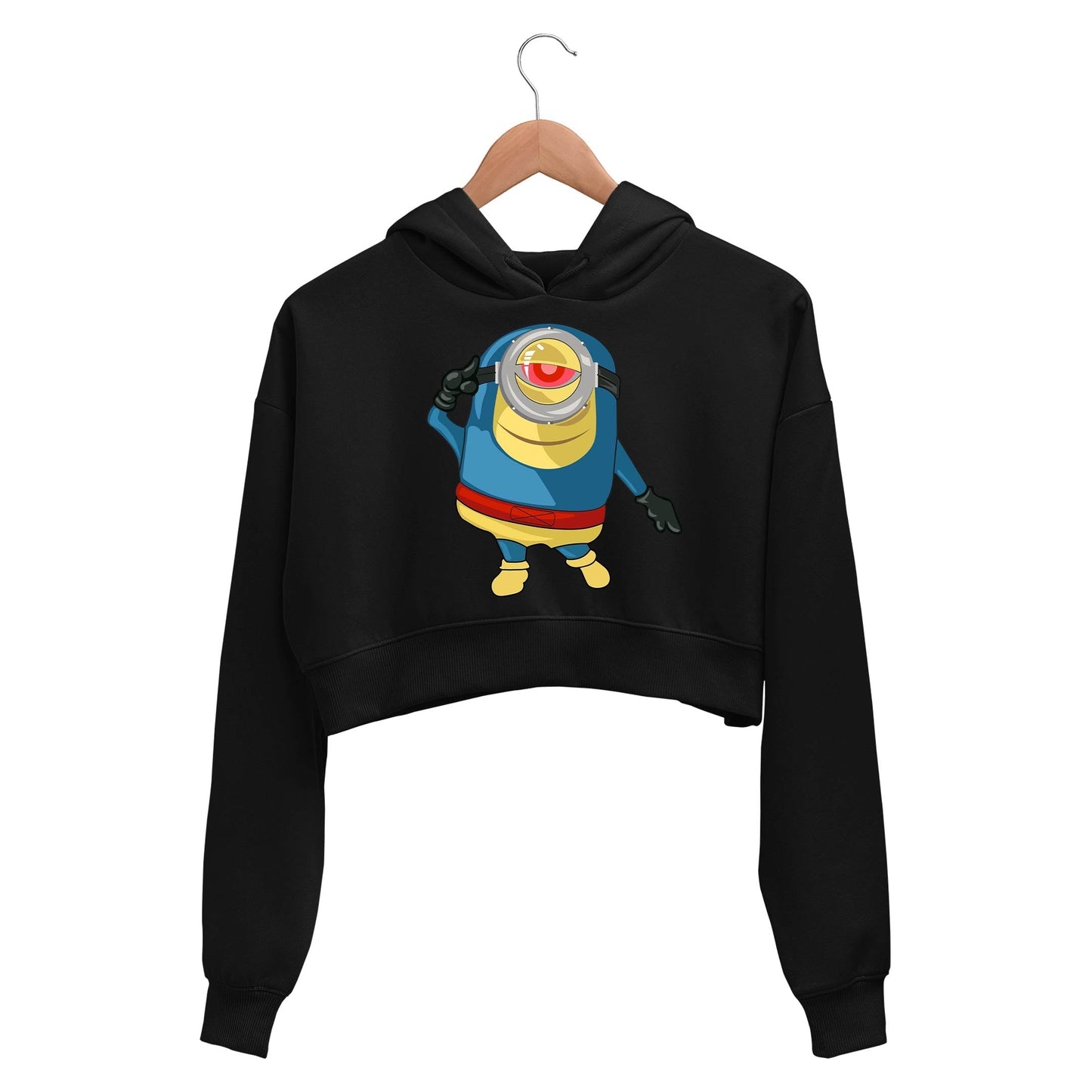 minions supermin despicable me kevin bob banana cartoon illustration cute minion character kids crop hoodie crop hooded sweatshirt for women the banyan tee tbt girls teenage girls shein meesho drawstring
