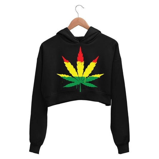 bob marley unity leaf crop hoodie hooded sweatshirt upper winterwear music band buy online united states usa the banyan tee tbt men women girls boys unisex black 