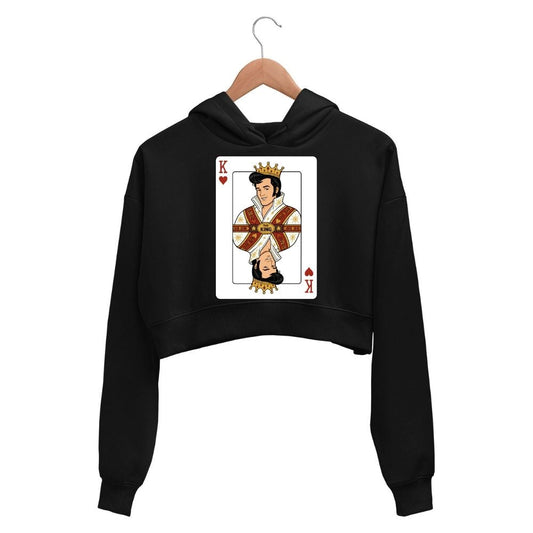 elvis presley the king of rock and roll crop hoodie hooded sweatshirt upper winterwear music band buy online united states usa the banyan tee tbt men women girls boys unisex black 