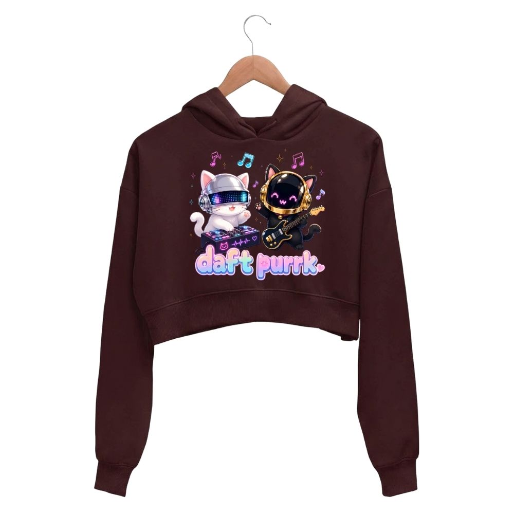 daft punk daft purrk crop hoodie hooded sweatshirt upper winterwear music band buy online united states usa the banyan tee tbt men women girls boys unisex maroon 