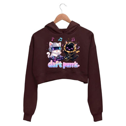 daft punk daft purrk crop hoodie hooded sweatshirt upper winterwear music band buy online united states usa the banyan tee tbt men women girls boys unisex maroon 