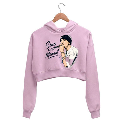 eminem sing for the moment crop hoodie hooded sweatshirt upper winterwear music band buy online united states usa the banyan tee tbt men women girls boys unisex baby pink 