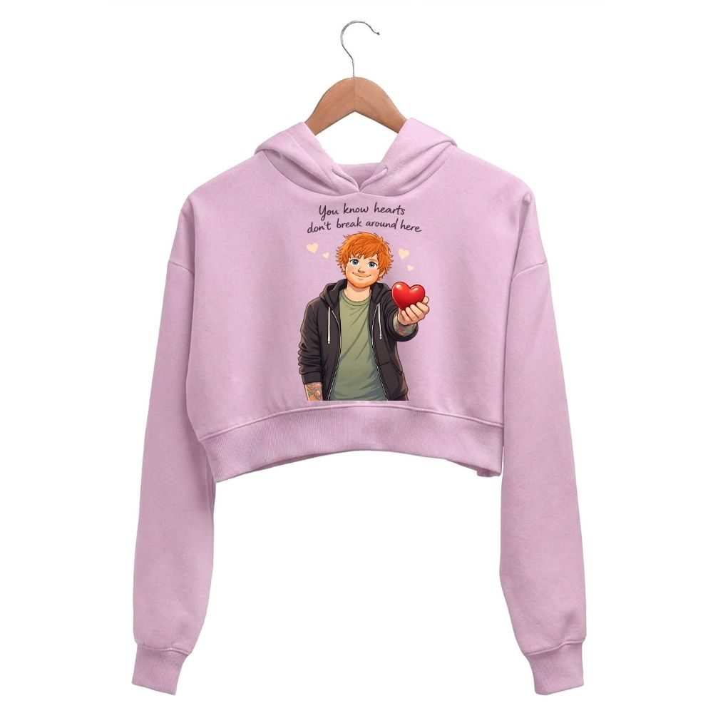 ed sheeran hearts don't break around here crop hoodie hooded sweatshirt upper winterwear music band buy online united states usa the banyan tee tbt men women girls boys unisex baby pink 
