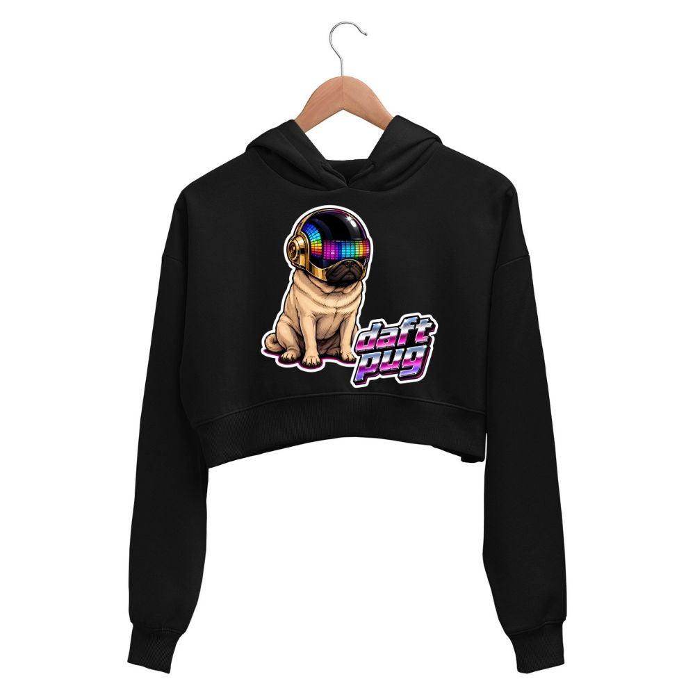 daft punk daft pug crop hoodie hooded sweatshirt upper winterwear music band buy online united states usa the banyan tee tbt men women girls boys unisex black 