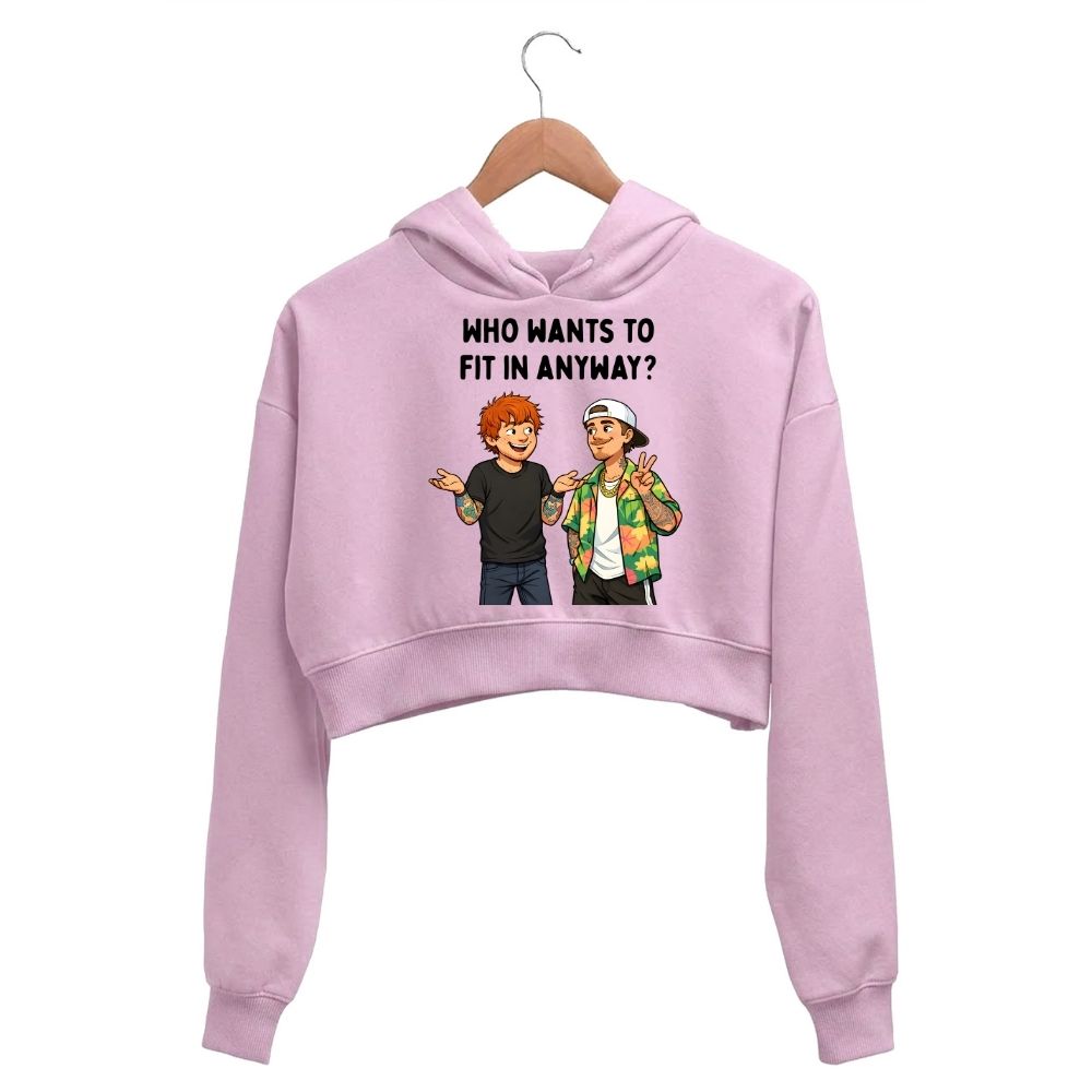 ed sheeran who wants to fit in crop hoodie hooded sweatshirt upper winterwear music band buy online united states usa the banyan tee tbt men women girls boys unisex baby pink 