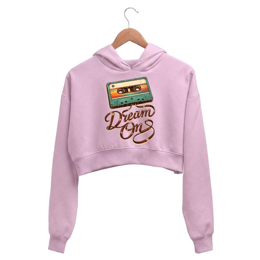aerosmith dream on crop hoodie hooded sweatshirt upper winterwear music band buy online united states usa the banyan tee tbt men women girls boys unisex baby pink 