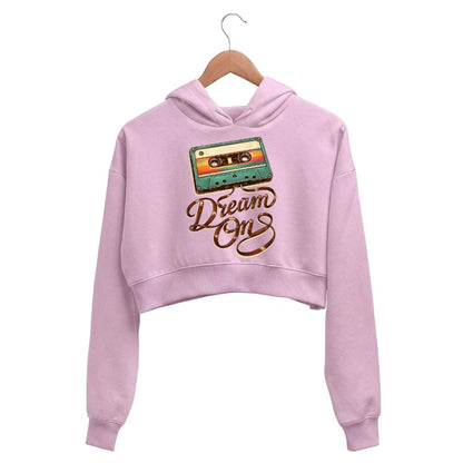 aerosmith dream on crop hoodie hooded sweatshirt upper winterwear music band buy online united states usa the banyan tee tbt men women girls boys unisex baby pink 