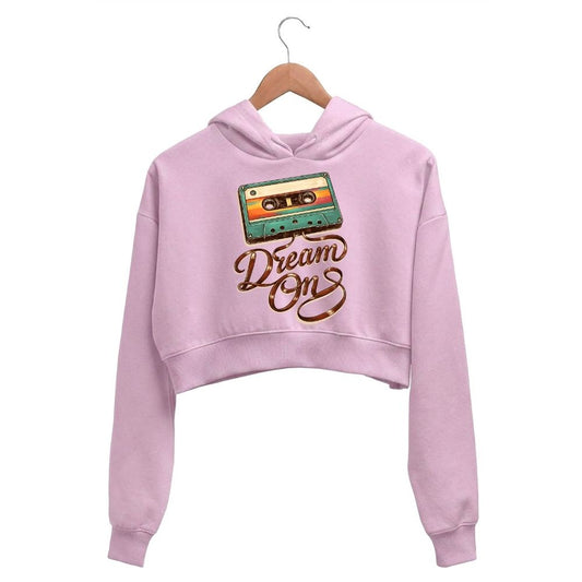 aerosmith dream on crop hoodie hooded sweatshirt upper winterwear music band buy online united states usa the banyan tee tbt men women girls boys unisex baby pink 