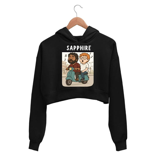 ed sheeran sapphire crop hoodie hooded sweatshirt upper winterwear music band buy online united states usa the banyan tee tbt men women girls boys unisex black 