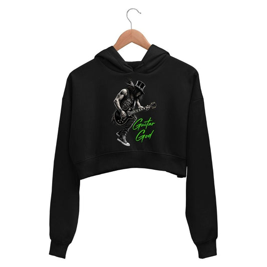 guns n' roses guitar god crop hoodie hooded sweatshirt upper winterwear music band buy online united states usa the banyan tee tbt men women girls boys unisex black 
