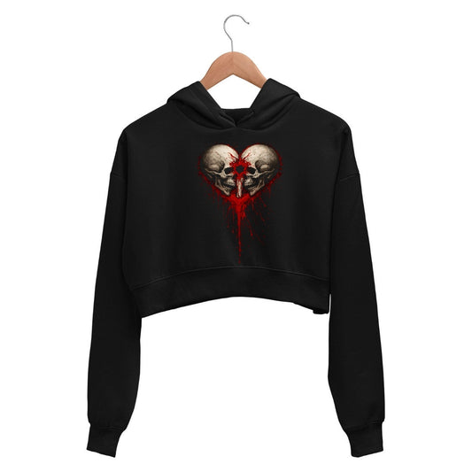 bullet for my valentine bullet heart crop hoodie hooded sweatshirt upper winterwear music band buy online united states usa the banyan tee tbt men women girls boys unisex black 