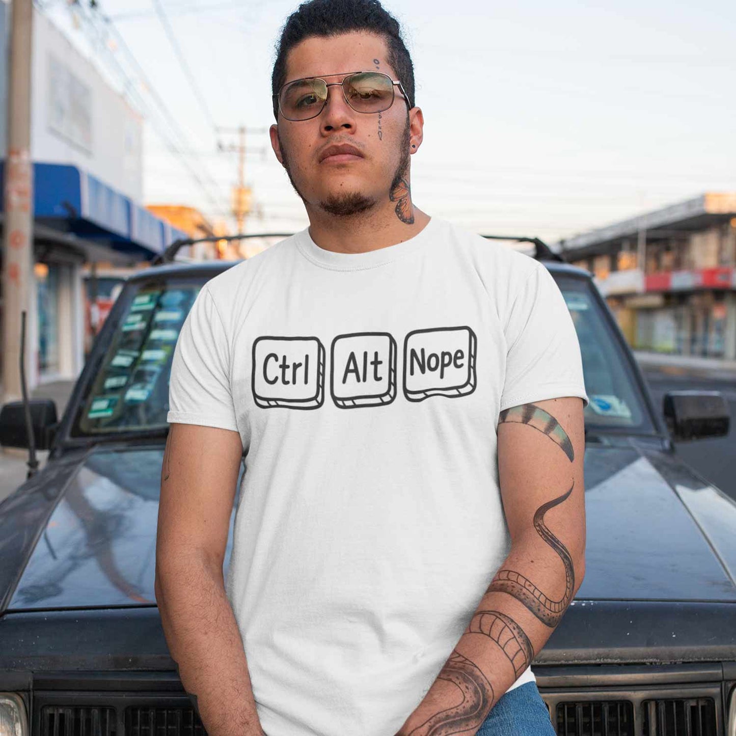 graphic ctrl alt nope t-shirt printed graphic stylish buy online united states usa the banyan tee tbt men women girls boys unisex white 