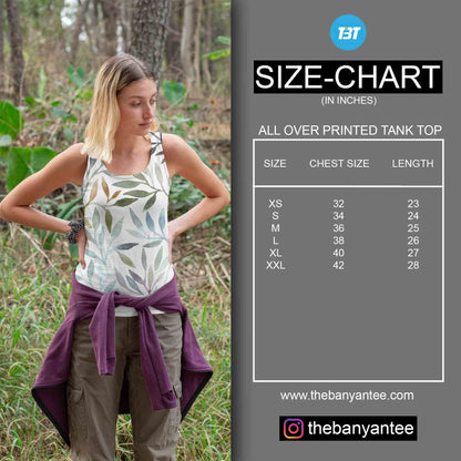 The Banyan Tee Custom All Over Printed Tank Top Size Chart