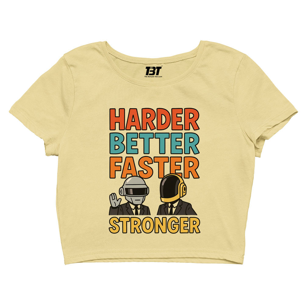 daft punk harder, better, faster, stronger crop top music band buy online united states of america usa the banyan tee tbt men women girls boys unisex beige