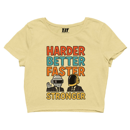 daft punk harder, better, faster, stronger crop top music band buy online united states of america usa the banyan tee tbt men women girls boys unisex beige