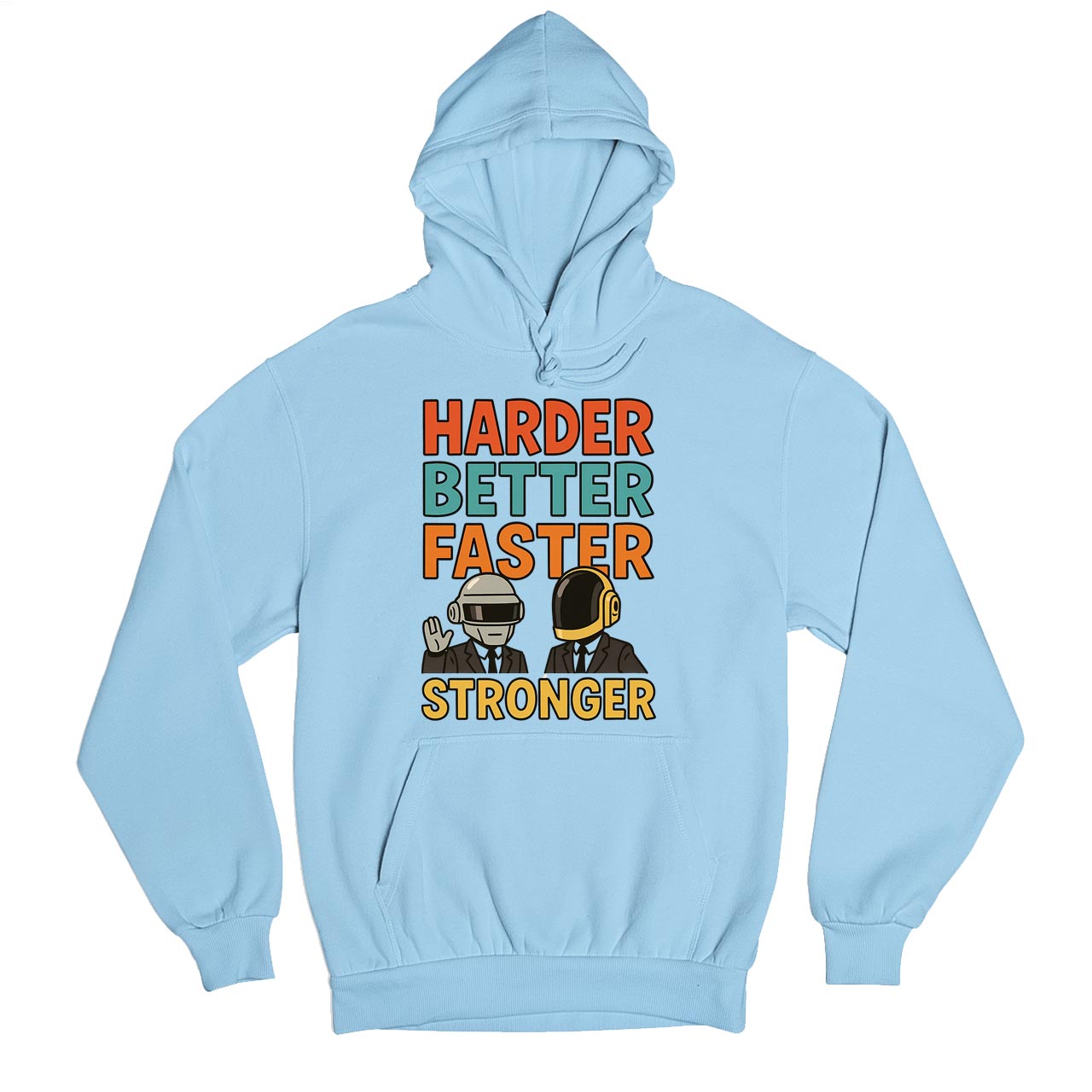 daft punk harder, better, faster, stronger hoodie hooded sweatshirt winterwear music band buy online united states usa the banyan tee tbt men women girls boys unisex baby blue