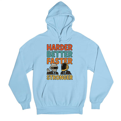 daft punk harder, better, faster, stronger hoodie hooded sweatshirt winterwear music band buy online united states usa the banyan tee tbt men women girls boys unisex baby blue