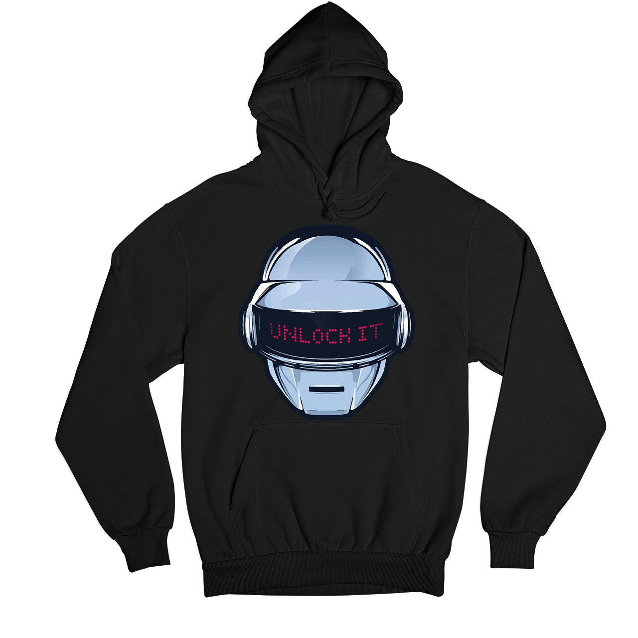 daft punk unlock it hoodie hooded sweatshirt winterwear music band buy online united states usa the banyan tee tbt men women girls boys unisex black
