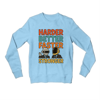 daft punk harder, better, faster, stronger sweatshirt upper winterwear music band buy online united states usa the banyan tee tbt men women girls boys unisex baby blue