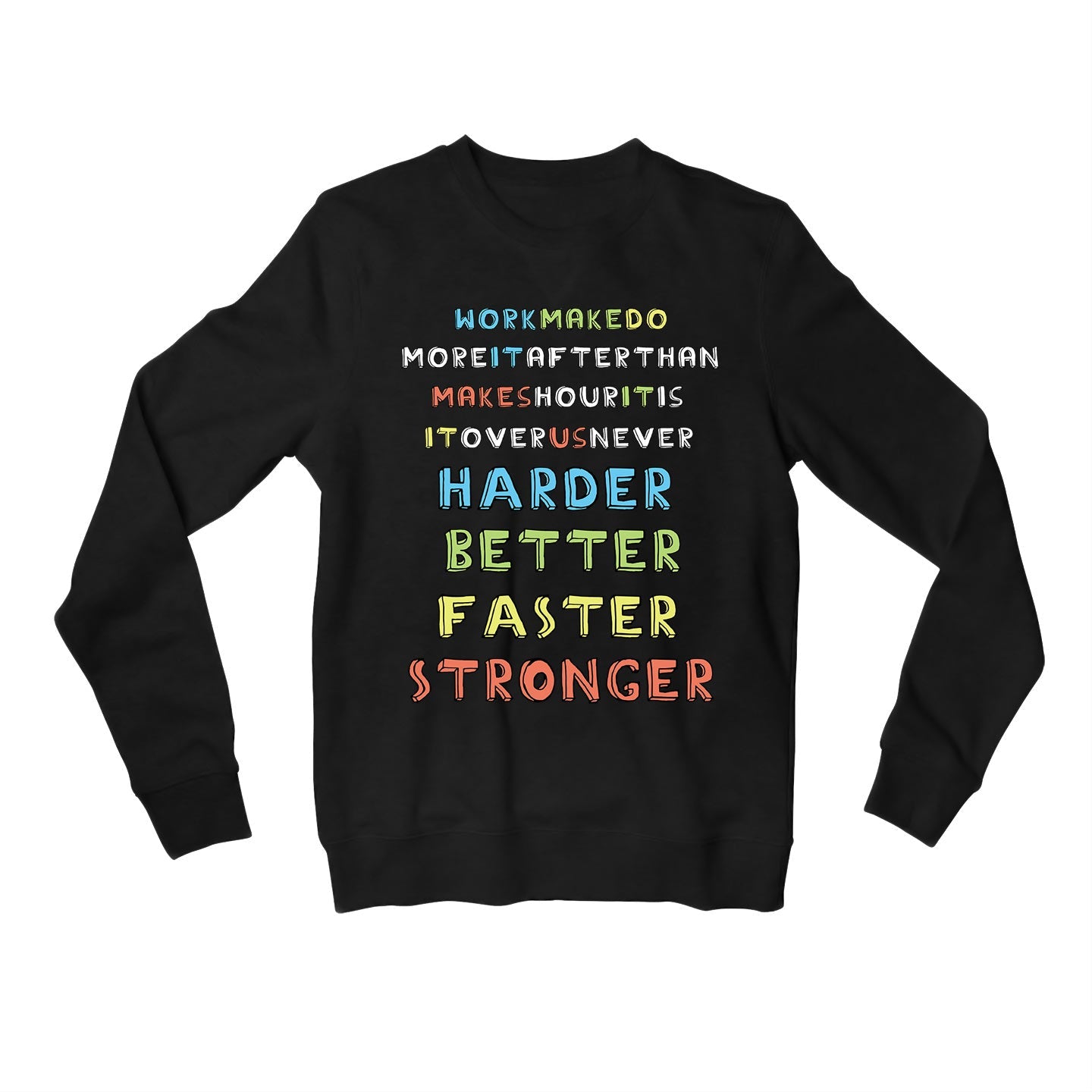 daft punk harder, better, faster, stronger sweatshirt upper winterwear music band buy online united states of america usa the banyan tee tbt men women girls boys unisex black