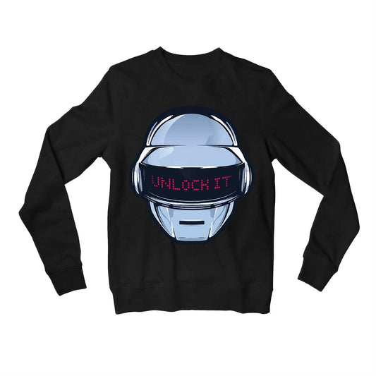 daft punk unlock it sweatshirt upper winterwear music band buy online united states usa the banyan tee tbt men women girls boys unisex black