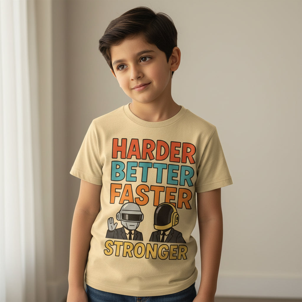 daft punk harder, better, faster, stronger t-shirt music band buy online united states of america usa the banyan tee tbt men women girls boys unisex beige