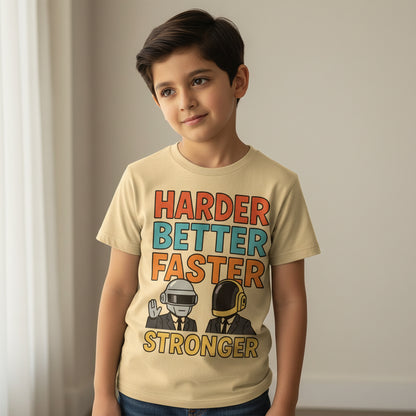 daft punk harder, better, faster, stronger t-shirt music band buy online united states of america usa the banyan tee tbt men women girls boys unisex beige