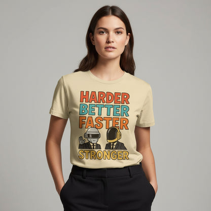 daft punk harder, better, faster, stronger t-shirt music band buy online united states of america usa the banyan tee tbt men women girls boys unisex beige