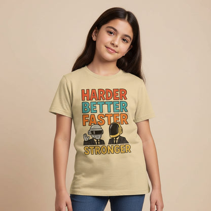 daft punk harder, better, faster, stronger t-shirt music band buy online united states of america usa the banyan tee tbt men women girls boys unisex beige